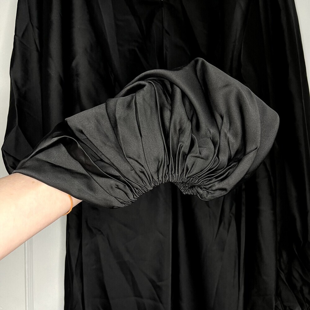 Jagger & Stone The Liv Mini Dress Womens 8 Black Satin Balloon Long Sleeve NWT - Picture 15 of 16